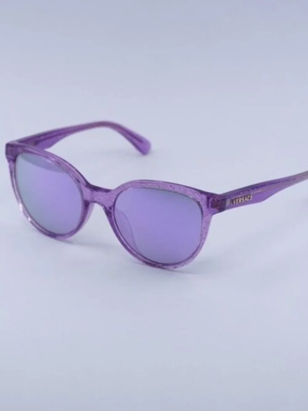 Versace Kids VK4427U 53734V Sunglasses Lilac Cat Eye Frame, Grey Lenses